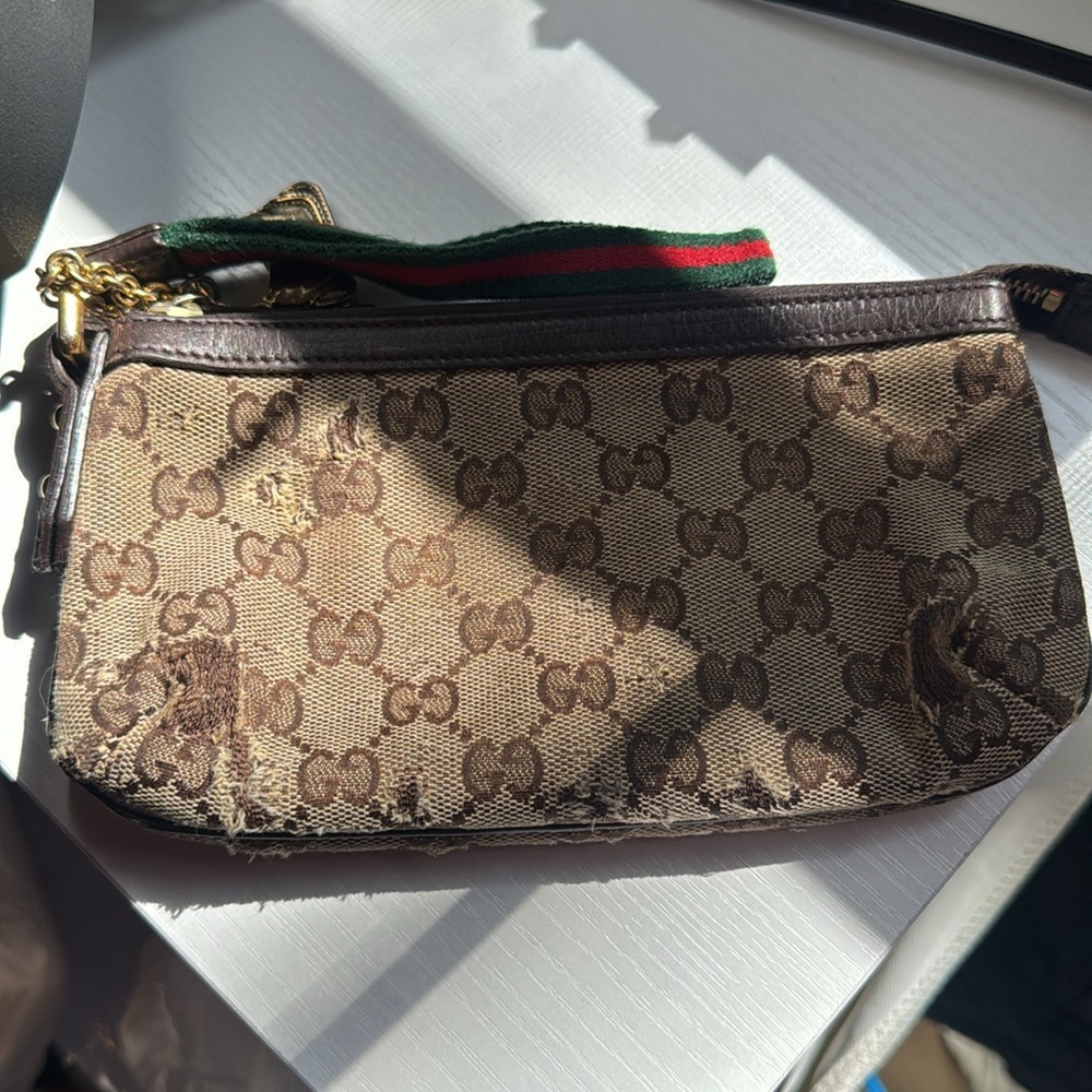 Gucci Brown  Clutch with Monogram and Leather #152507 - Picture 9 of 10